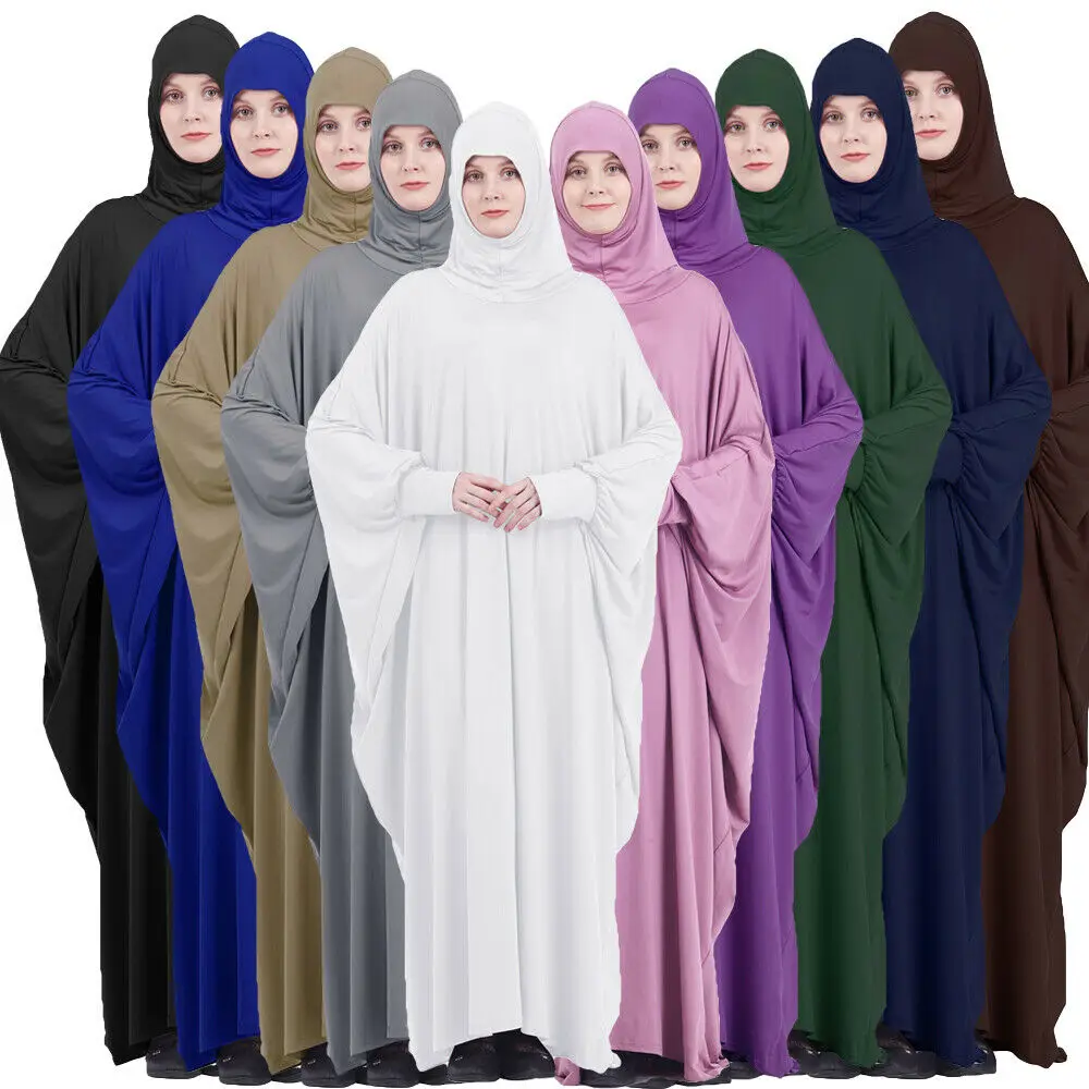 

Eid Muslim Women Abaya Dress Full Cover Prayer Garment Hijab Long Khimar Kaftan Robe Overhead Arab Middle East Maxi Gown Islamic