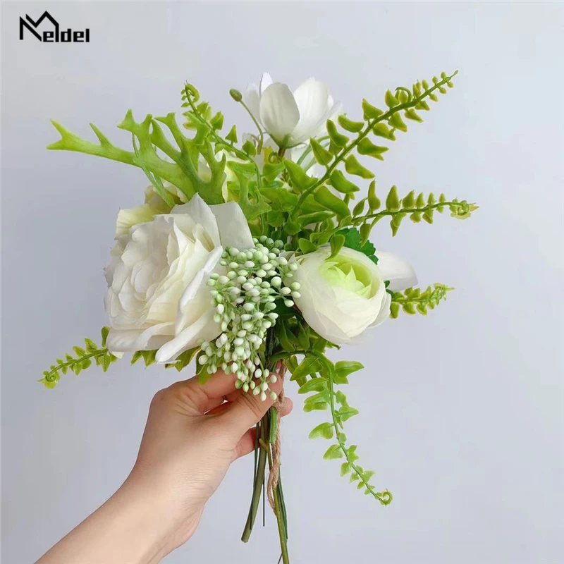 

Meldel White Artificial Rose Hydrangea Wedding Decoration Flores Silk Fake Galsang Flowers Party Home Hotel DIY Decor Bouquet