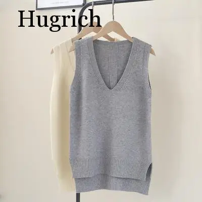 Разноцветный вязаный жилет для женщин Повседневный свитер с треугольным вырезом