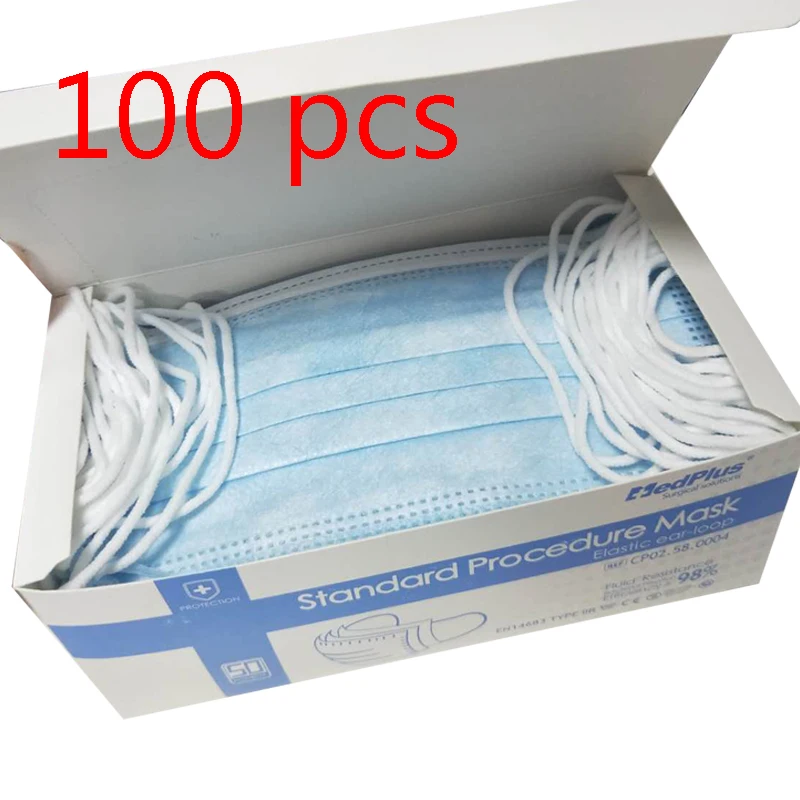 

100PCS Medical Mask Three-Layer Non Woven Masks Dust Droplet pollution protection Free Shipping