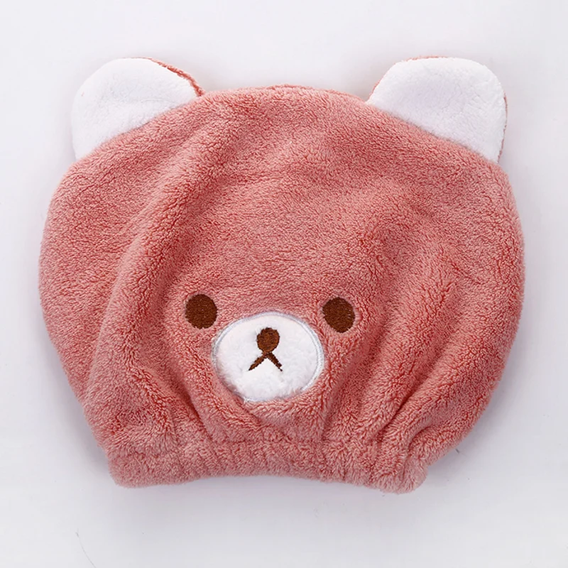 Полотенце для сушки волос детей милый мультяшный медведь коралловый бархат