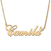 love heart camila name necklace for women stainless steel gold silver nameplate pendant femme mother child girls gift