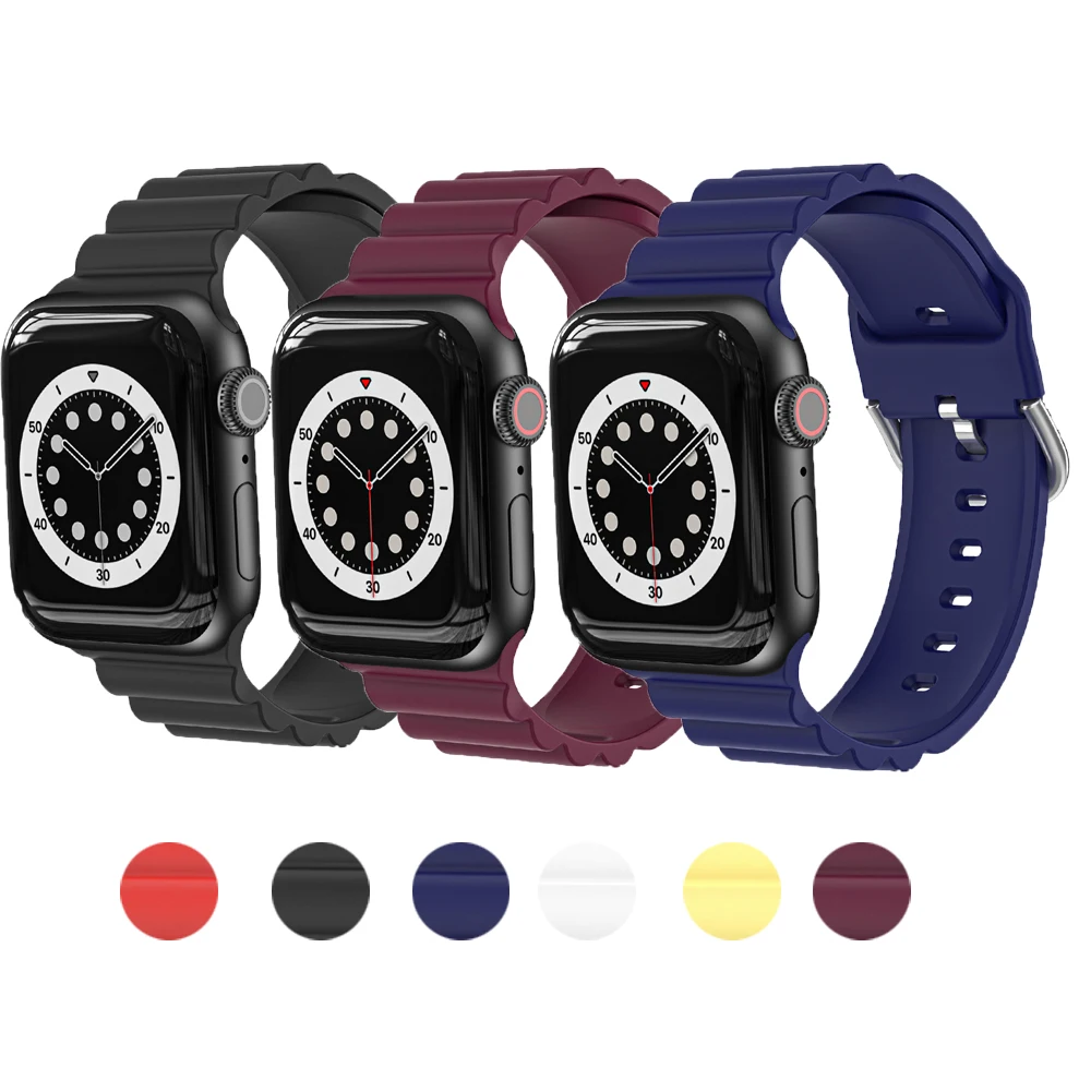 

Compatible for Apple Watch Bands 44mm 42mm 40mm 38mm Soft Silicone Sport strap for iwatch se 6 5 4 3 band Replacement correa