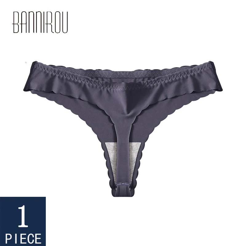 

BANNIROU Woman Underwear Sports Seamless Silk Sexy Solid Soft Female T-back Panties For Woman Hot Sale Wholesale New 2020 1 Pcs