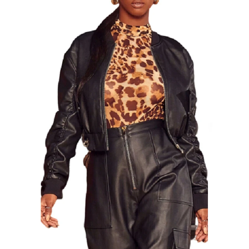 

Leopard Print Bodysuits Women Autumn Sexy Long Sleeve Playsuits Romper Bodycon Tops Female Short Jumpsuit See Through Bodysuit