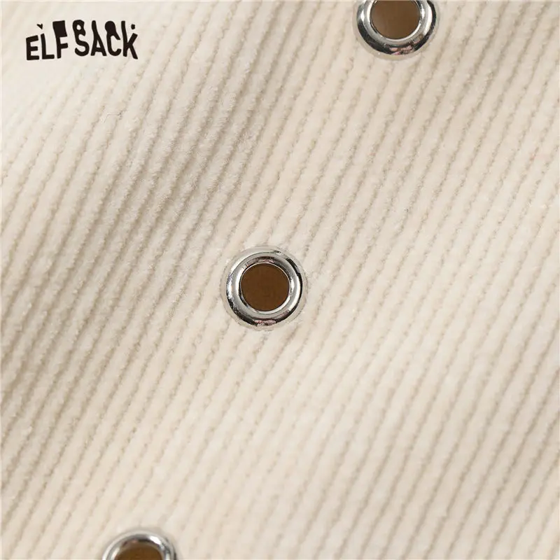 ELFSACK Solid Pure High Waist Casual Women Corduroy Trousers,2020 Autumn ELF Minimalist Korean Ladies Basic Daily Safari Bottom
