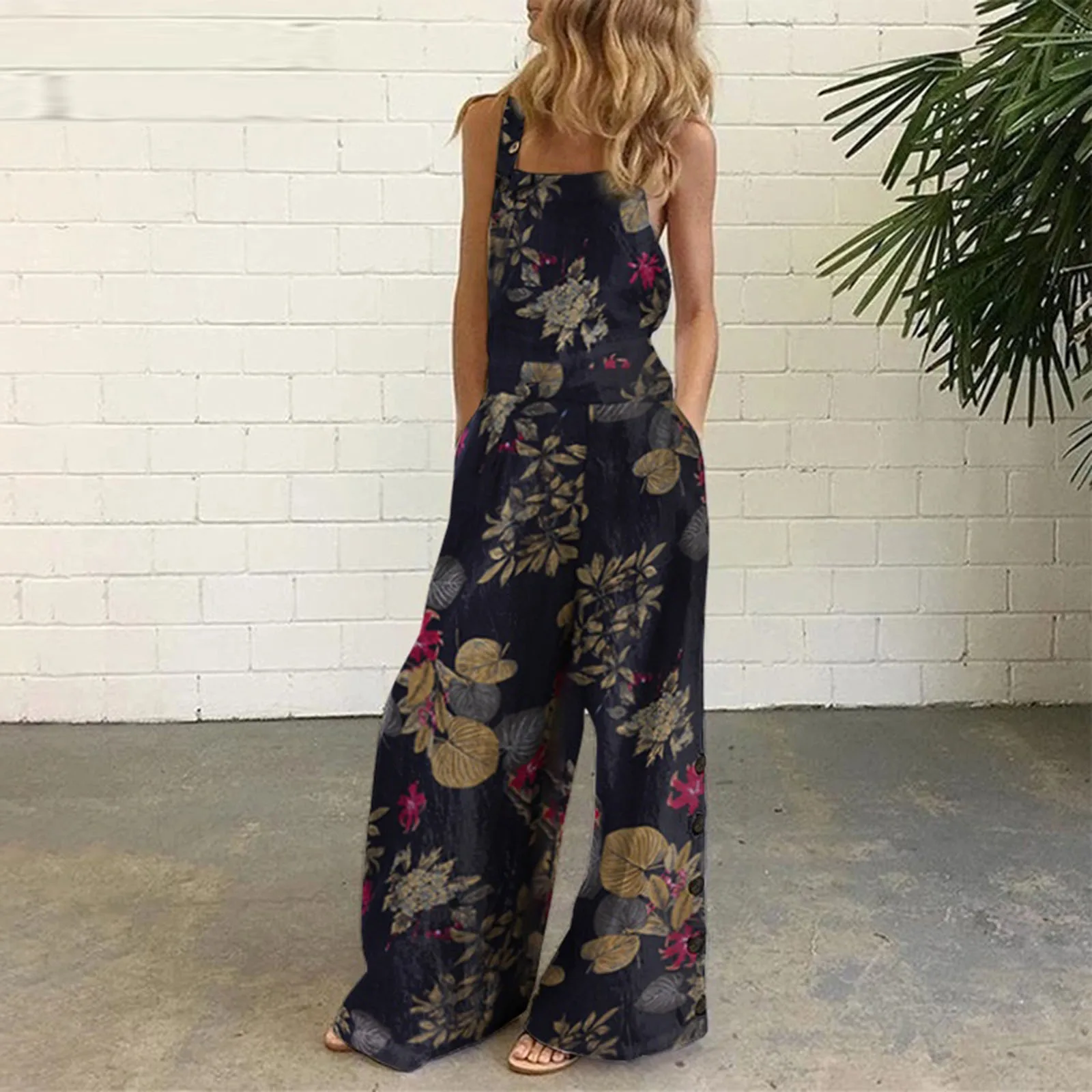 

Fashion Jumpsuit women Bodysuit Overalls Jumpsuit Casual Floral Print Summer Wide Leg Bib Pants Playsuits Bodysuit боди женское