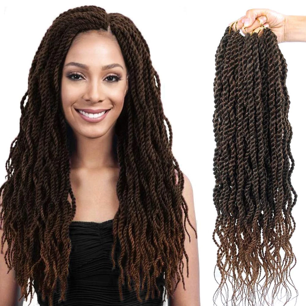 

Synthetic Crochet Hair Curly Wavy Senegalese Twist 18inches Crochet Hair Braids Wavy Ends Hair Extension Braiding Hair For Black