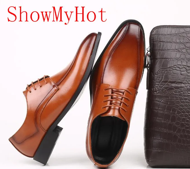 ShowMyHot; брендовая мужская официальная обувь; Мужские модельные туфли-оксфорды; классические деловые туфли с круглым носком; Sapatos homme; свадебные туфли для джентльмена
