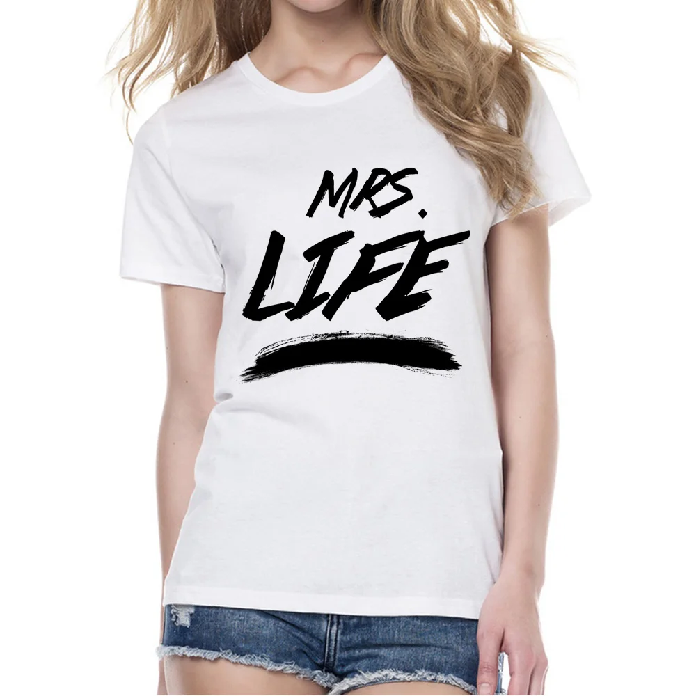 Новинка 2018 летние футболки для пар с надписью Mr Good Mrs Life хлопковые круглым вырезом