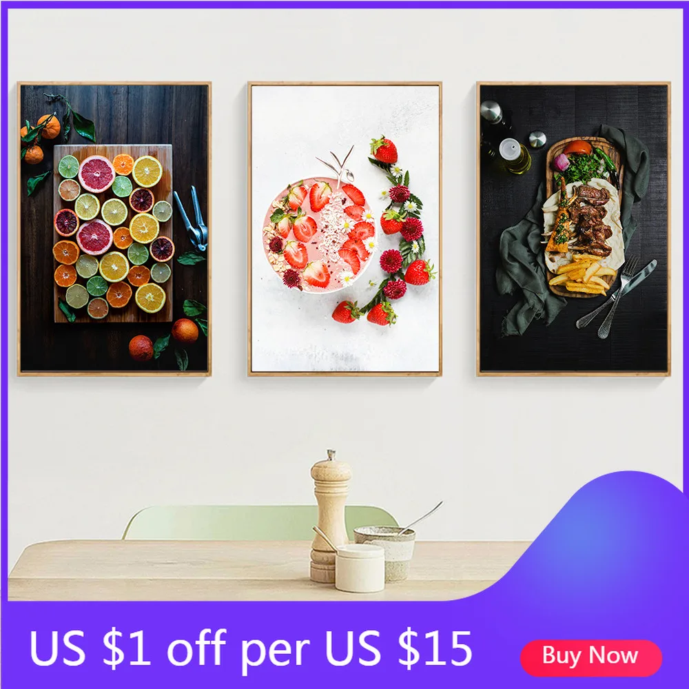 Плакат с едой в скандинавском стиле Современное украшение холст картины для