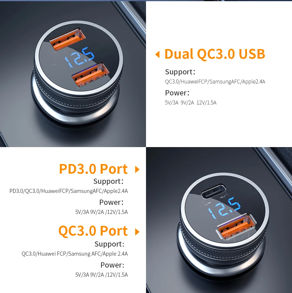 Автомобильное зарядное устройство Essager с Mini USB 36 Вт быстрая зарядка 3 0 для iPhone Samsung