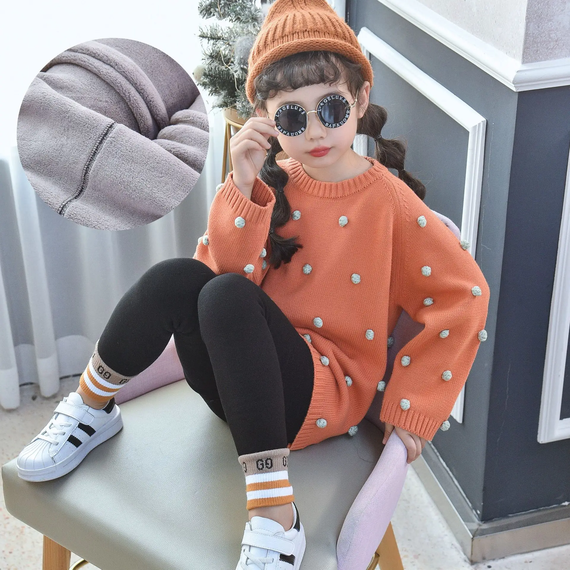 Новые зимние детские спортивные обтягивающие теплые плотные леггинсы с