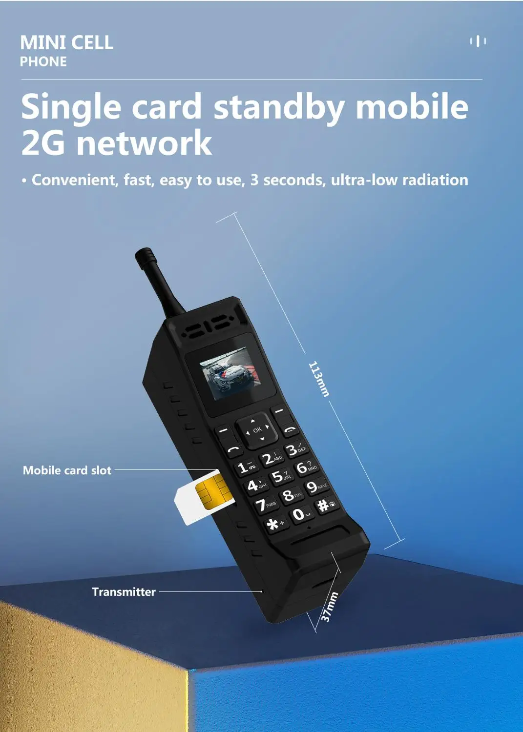 Ретро стиль GSM мини сотовый телефон антенна хороший сигнал внешний аккумулятор