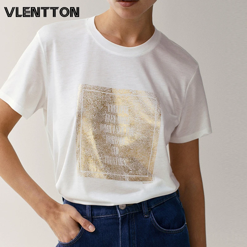 

2021 Summer Women Vintage Print Cotton T-Shirt Harajuku White Tee Shirt Casual Tops Female Camiseta Mujer