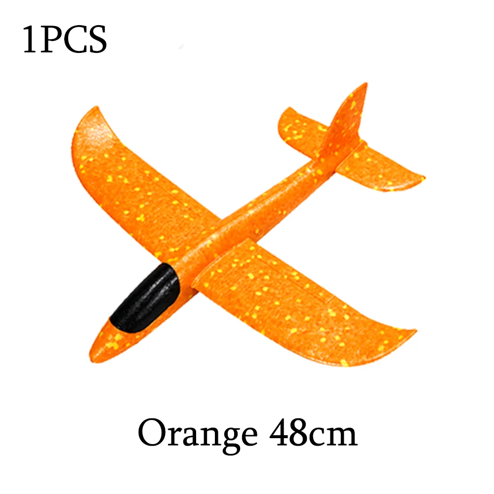 1pcs Orange 48cm Пенопластовый игрушечный самолет, 36 см 48 см, режим полета, планер, инерционные модели самолетов, самолеты для детей, Спорт на открытом воздухе - Цвет: 1pcs Orange 48cm