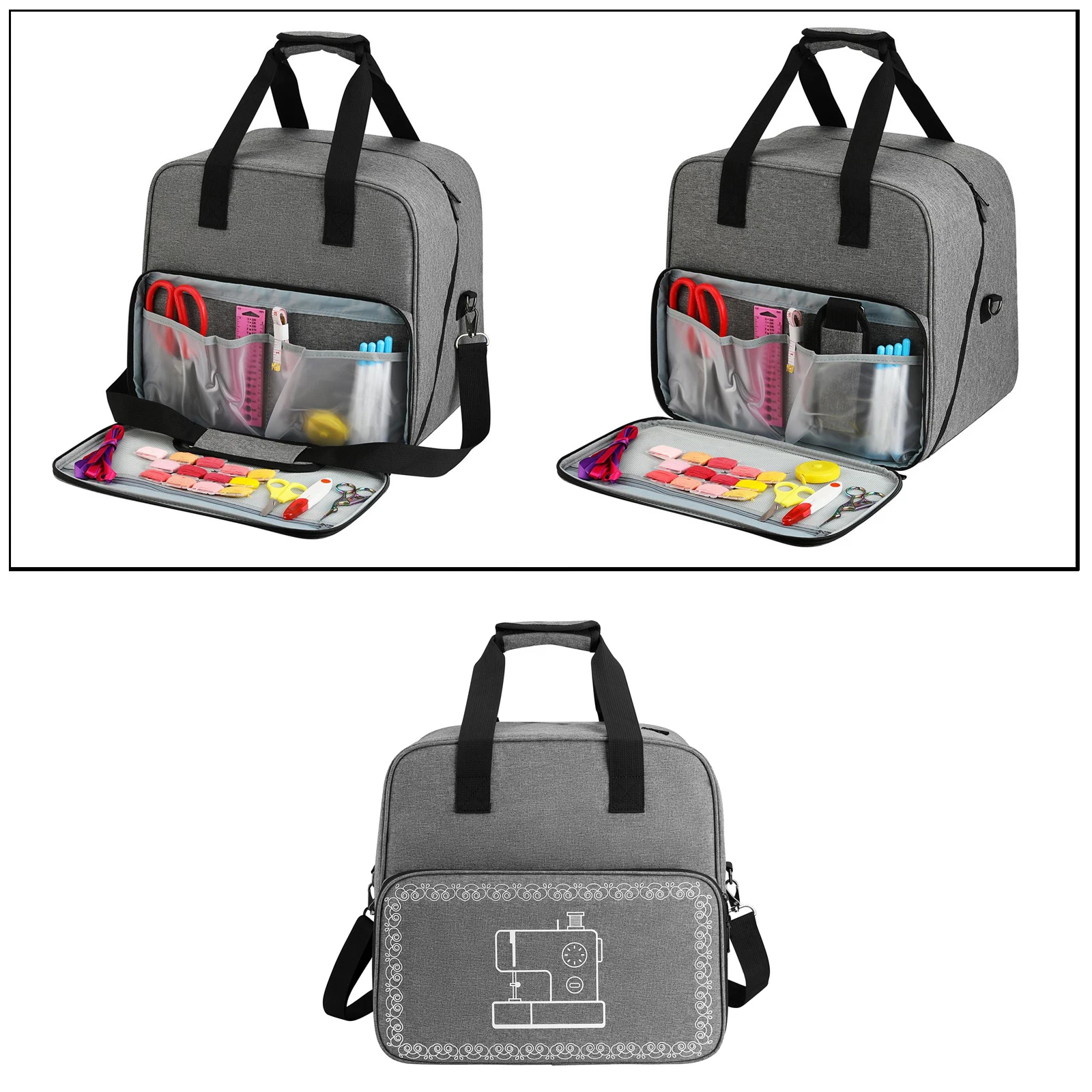 

Universal Home Sewing Machine Cover Portable Carry Organizer Protective Bag Gray