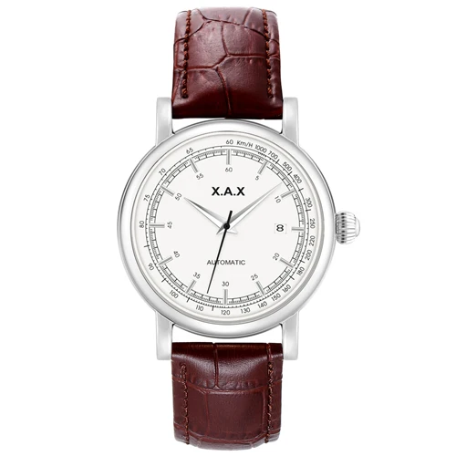 silver brown strap Самовзводные автоматические часы для мужчин большие наручные часы Механические водонепроницаемые часы из нержавеющей стали - Цвет: silver brown strap