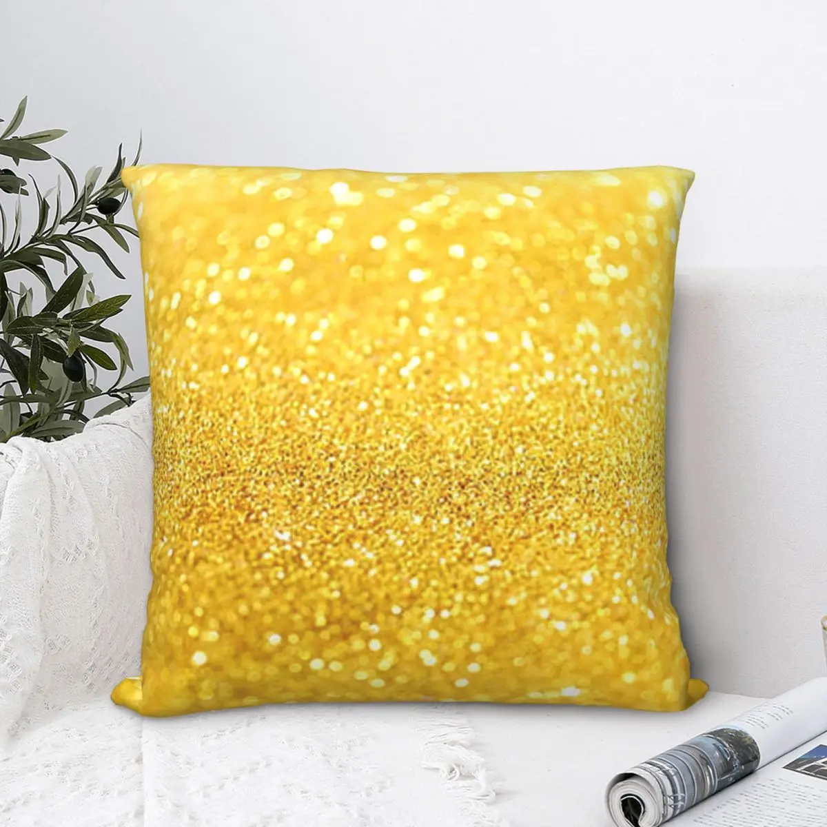 

Glittering Throw Pillow Case Yellow Pattern Backpack Cojines Case DIY Printed Kawaii For Home Decor
