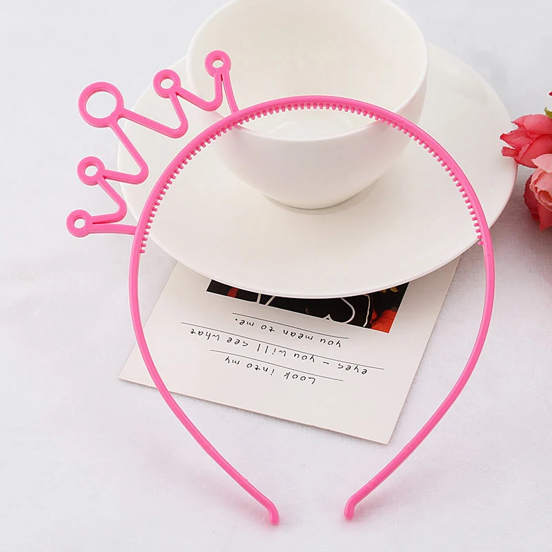 Dark pink crown 12 шт./лот,, блестящий ободок для волос в виде единорога, повязка на голову, Яркий пластиковый ободок с ушками для женщин/девушек, вечерние украшения для волос, головные уборы - Цвет: Dark pink crown