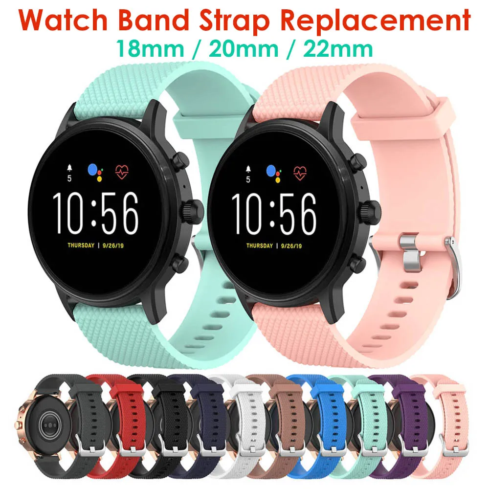 Универсальный силиконовый ремешок для часов 18 мм 20 22 ширина браслет Fossil Q