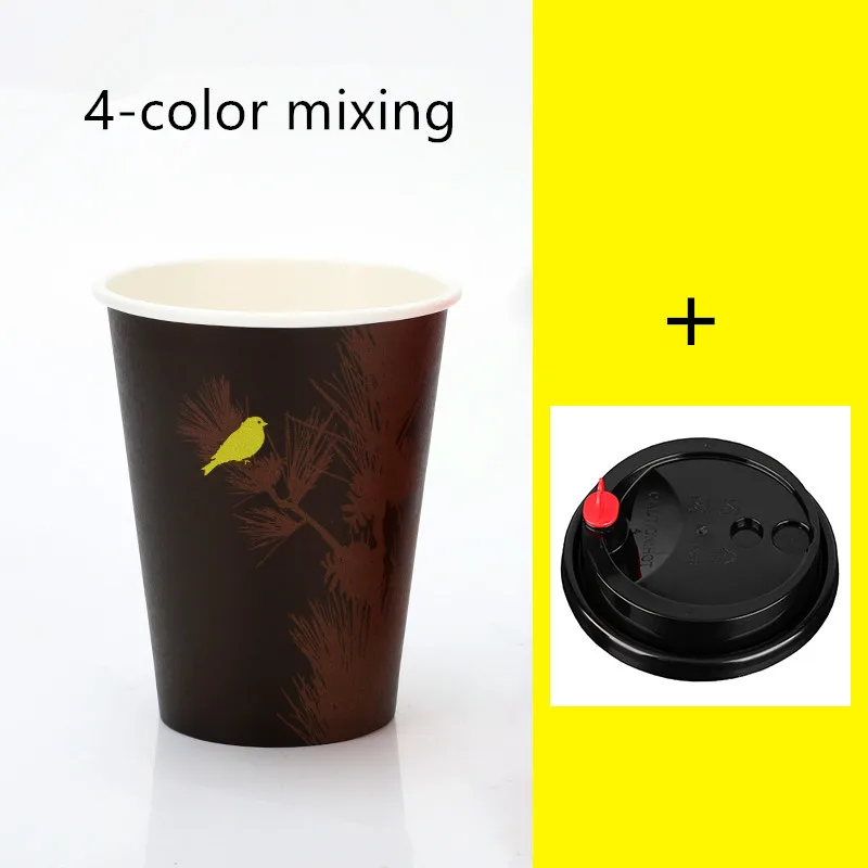 cup and lid 50 шт. высококачественные креативные вечерние Одноразовая чашка для чая бумажный стаканчик для кофе горячий и холодный напиток на вынос упаковочные кружки с крышками - Цвет: cup and lid