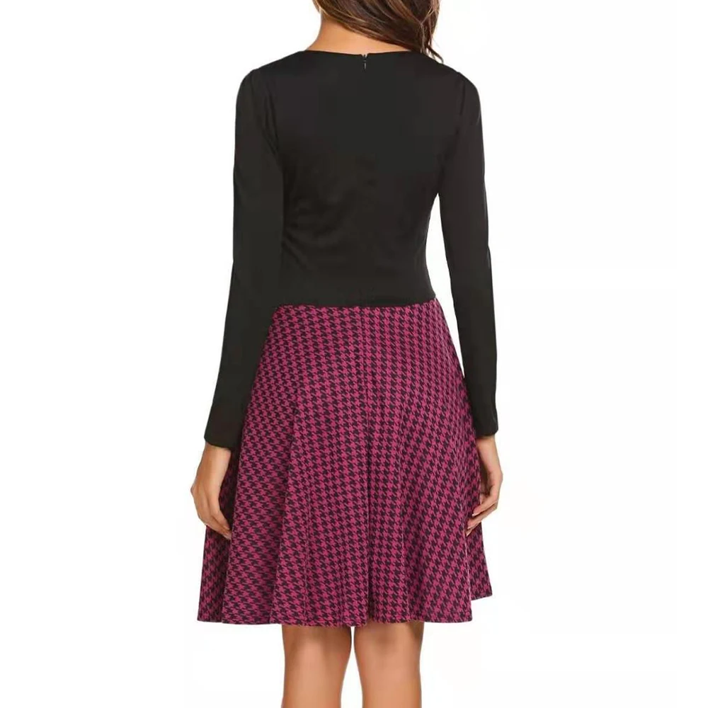 Винтажное платье трапеция средней длины с длинным рукавом|Женские платья| |