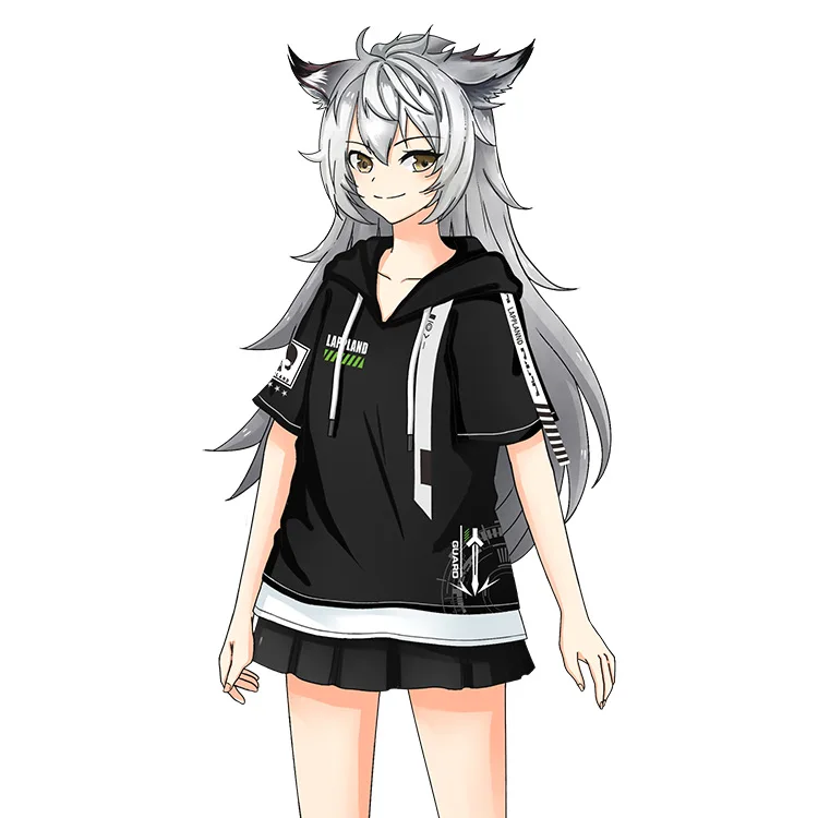 

COFUN Anime Game Arknights Lappland Cosplay Short Sleeve Hooded Shirt