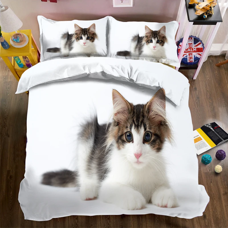 3d комплекты постельного белья фиолетовый венок котенок рисунок пододеяльник