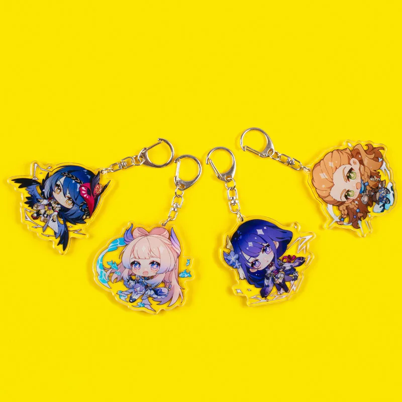 

New Game Genshin Impact Sangonomiya Kokomi Keychain Cosplay Raiden Shogun Kujo Sara Aloy Cute Cartoon Acrylic Pendant Keyring