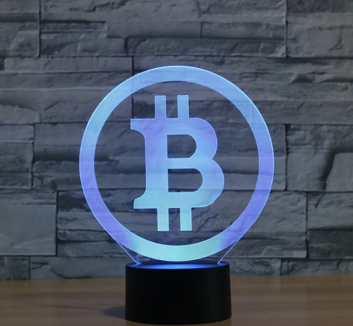 

3D светильник s простой Bitcoin лампа Ночной светильник 7 цветов Изменение светодиодный светильник Спальня игрушка Иллюзия USB сенсорный Сенсор н...