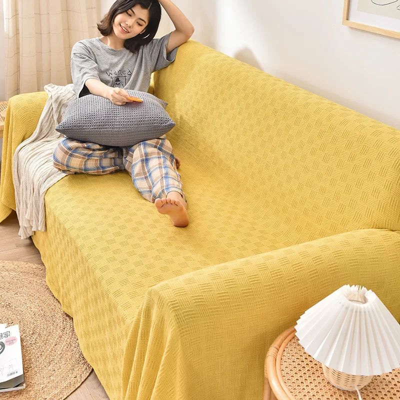 Плед вязаный однотонный для кровати дивана хлопка | Дом и сад