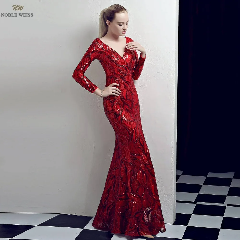 NOBLE WEISS Newest Prom Dress Sequined Deep V Neck Sexy Slim Simple Corset Luxurious Mermaid Dresses | Свадьбы и торжества