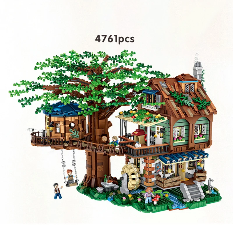 

Новинка 2021 г., строительные блоки MOC Tree House, Time Room, креативные строительные блоки, город, улица, вид, игрушки для детей, рождественские подарки
