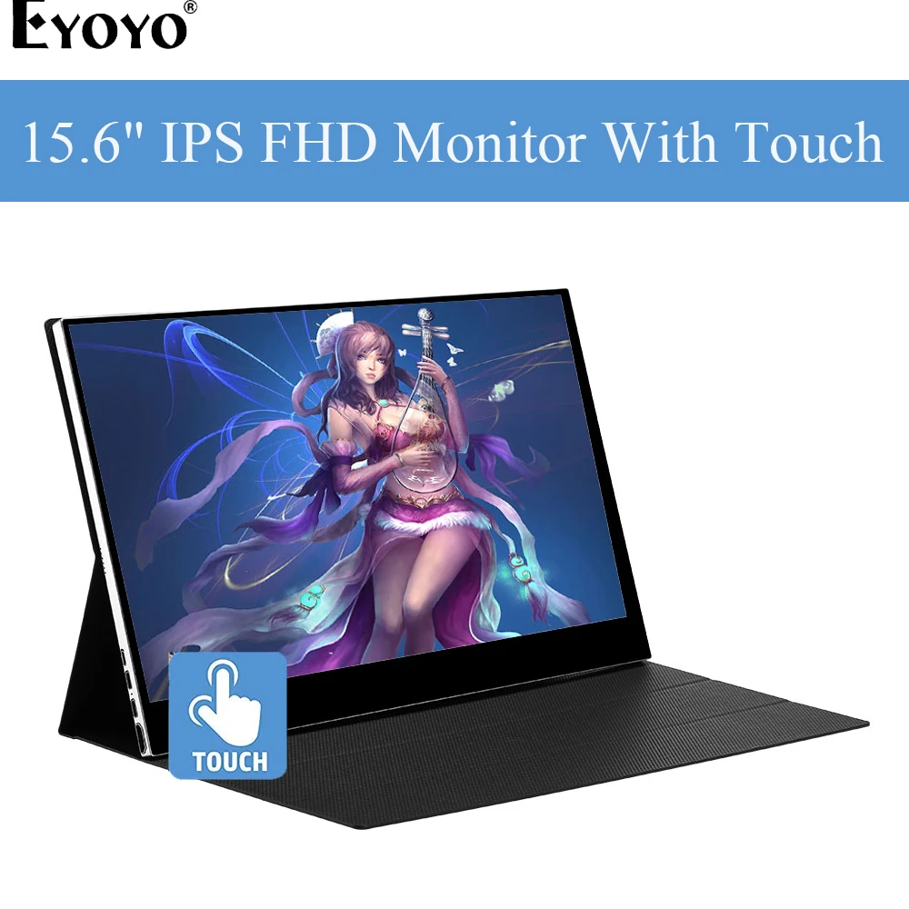 Портативный монитор Eyoyo EM15T 1080P FHD IPS 15 6 дюймовый дисплей с сенсорным экраном Type C