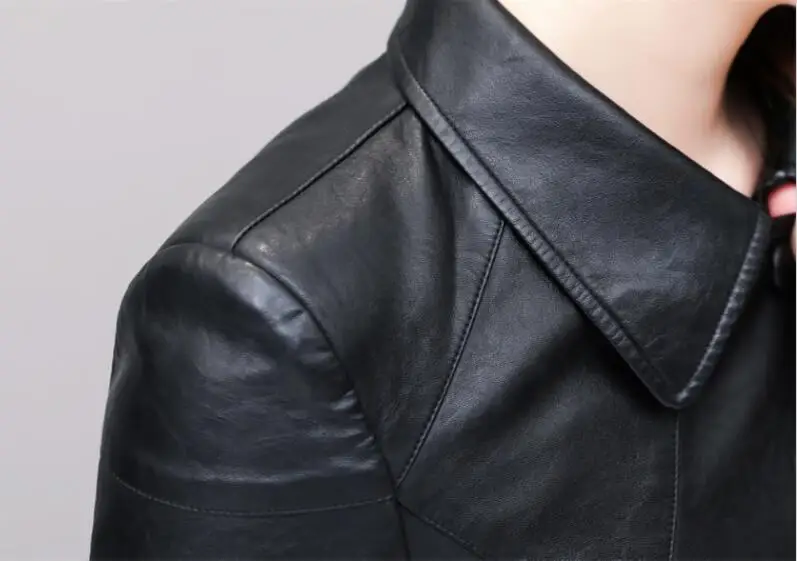 Новая мода плюс размер 3XL 4XL кожаная куртка женская кожаная куртка Осенняя женская кожаная куртка длинное тонкое пальто Женская куртка