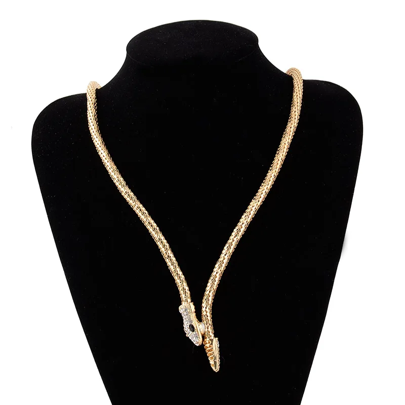 

Retro Snake Crystal Long Necklace Woman 2021 New European and American Explosive Retro Exaggerated Jewelry Wholesale