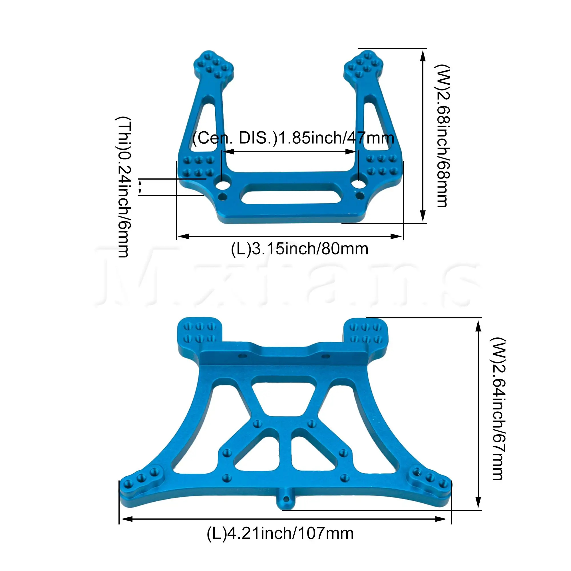 

Mxfans 2Pcs Alloy Shock Tower 3639 3639 Replacement for Traxxas RC 1:10 Blue