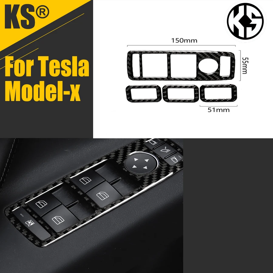 

4PCS for Tesla model x Carbon fiber window lifter panel stickers accessories modified car decoration stickers