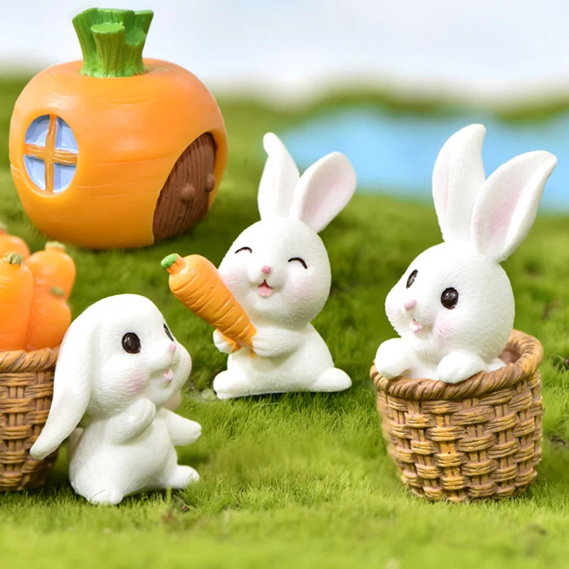 

Miniature Decoration Cute Animal Cartoon Bunny Carrot Rabbit House Cute Rabbit Gardening Plant Resin Accessories E7