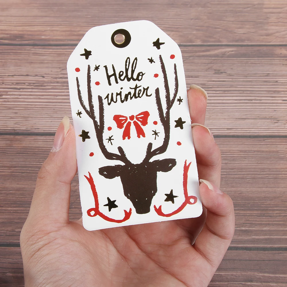 12 шт Красочные золотые фольги бумажные бирки Мульти Стиль Рождество серии