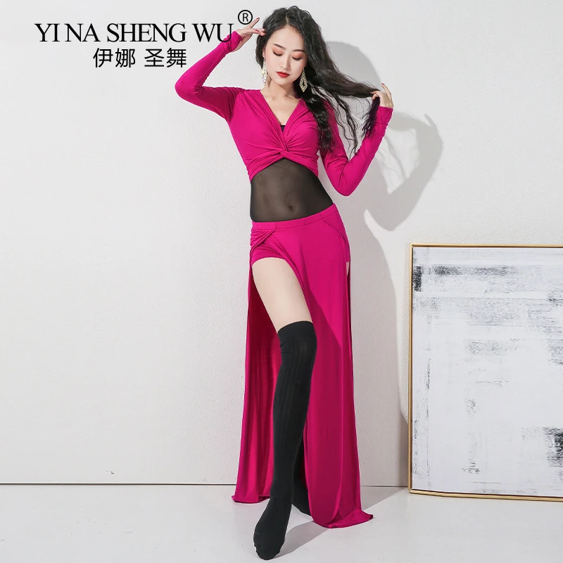 

Oriental Dance Suit Sexy Top Long Sleeve Split Long Skirt Practice Clothes Female Elegant Profession Performance Clothing Set