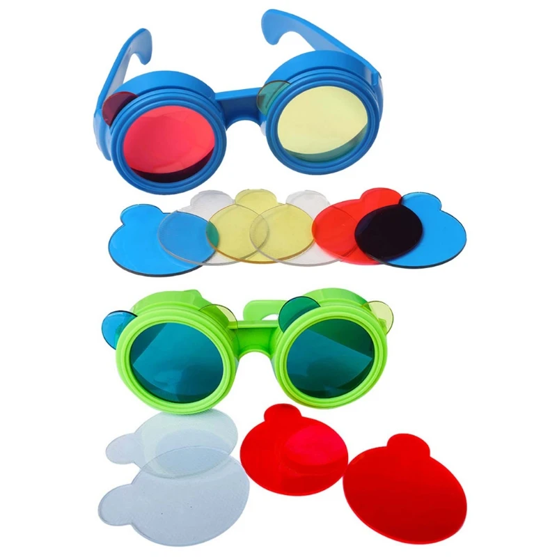 

Kindergarten Kids Three Primary Color Glasses Replaceable Lenses Overlapping Color Mixing Principle Science Experiment Glasses