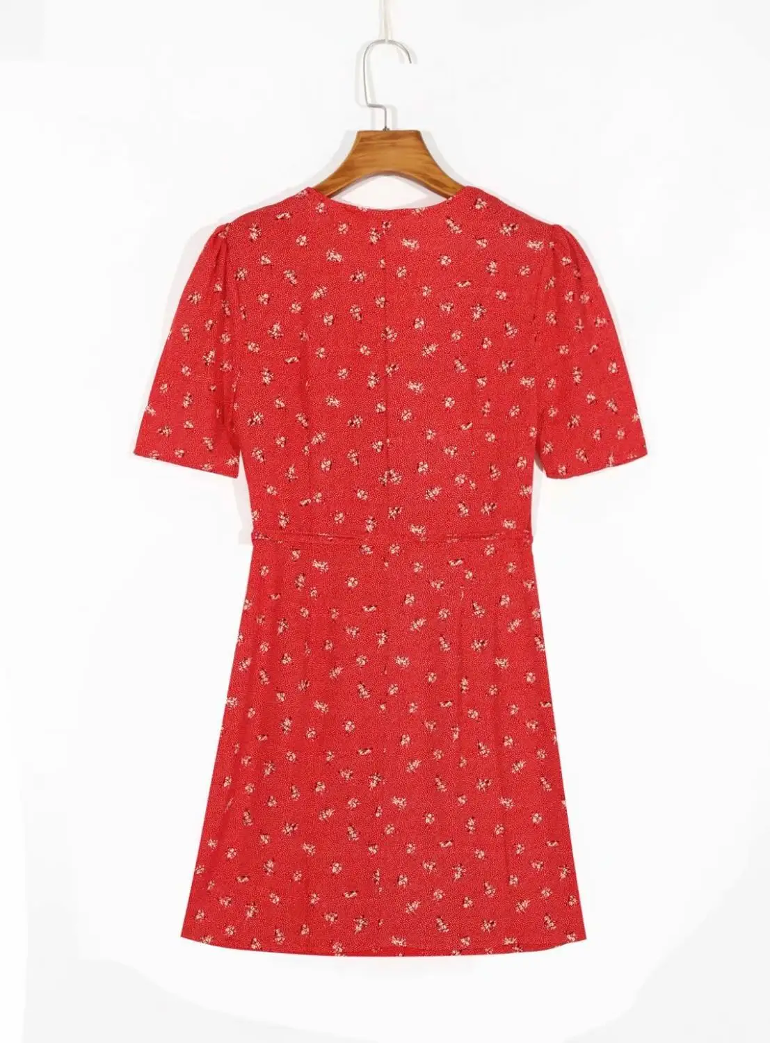 

Fashion red summer dress short sleeve buttons sashes chic floral print mini beach v-neck dress women femme vestidos dropshipping