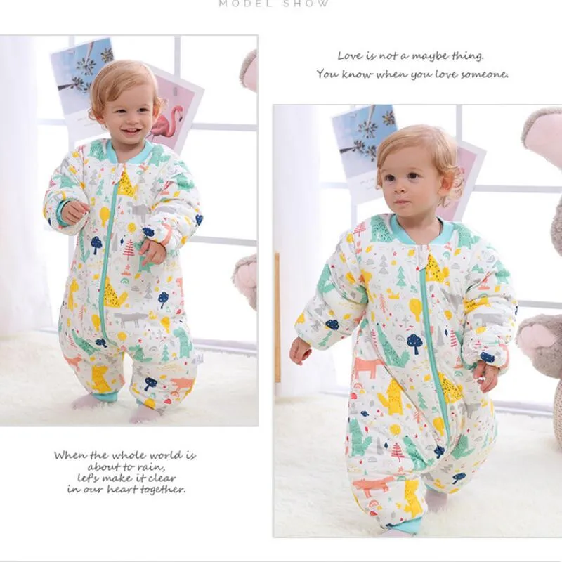 Осенне зимний хлопковый спальный мешок для малышей со съемным рукавом спальные