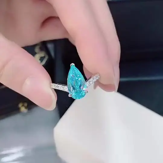

S925 sterling silver drop-shaped blue ring female engagement proposal high carbon diamond design fashion style
