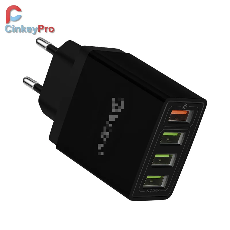 Зарядное устройство USB 4 порта Quick Charge 3,0 для samsung iPhone XiaoMi настенный мобильный телефон Универсальный адаптер Быстрая зарядка 4,0 CinkeyPro