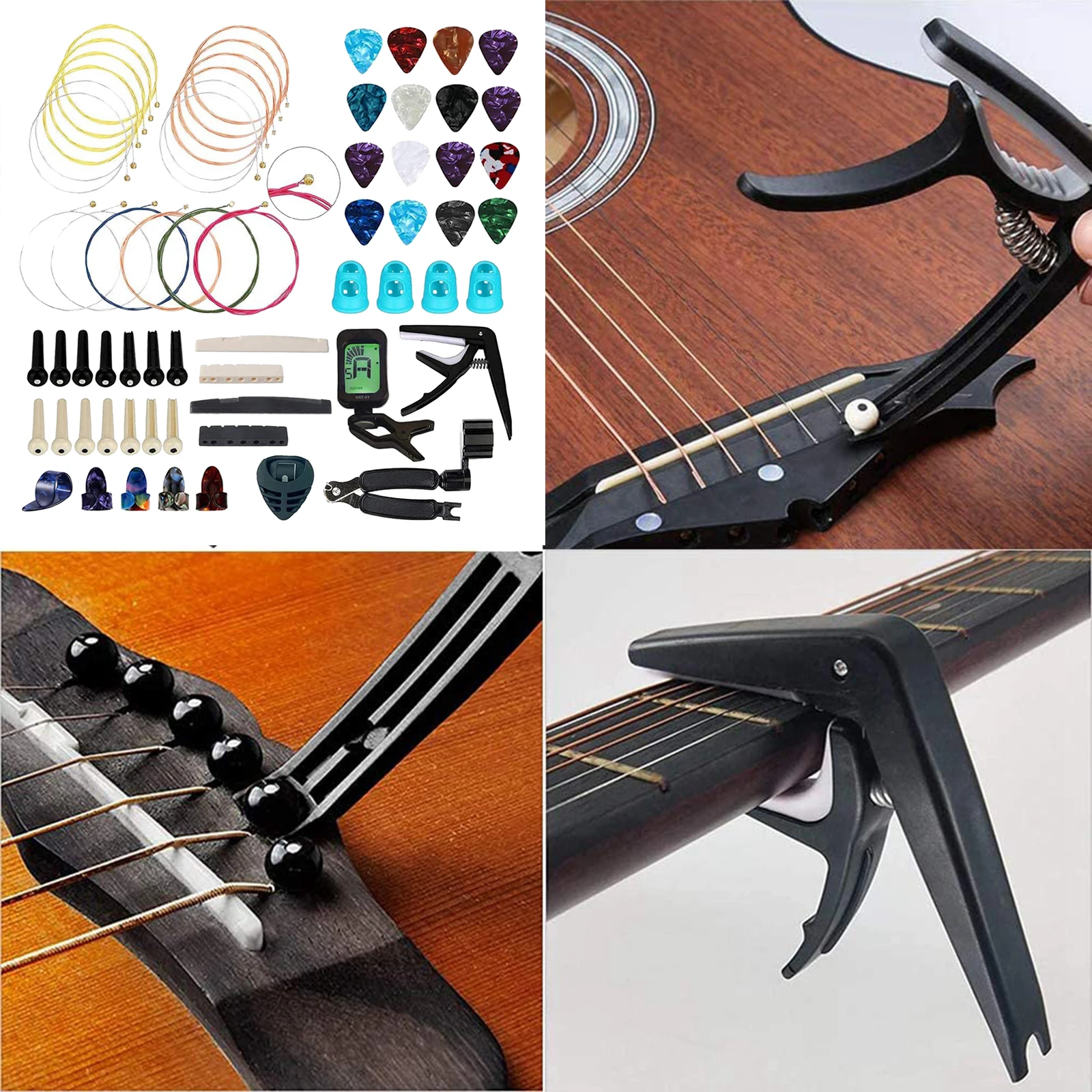 

66 PCS Guitar Accessory Kit Guitar Strings, Picks, Capo, Thumb Picks