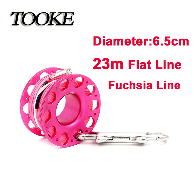 23M Fuchsia Подводное алюминиевое подводное плавание катушка палец катушка с спутанной леской оснастки Болт 15 м 49ft или 30 м 98ft для пещеры костюм для дайвинга Рыбалка - Цвет: 23M Fuchsia