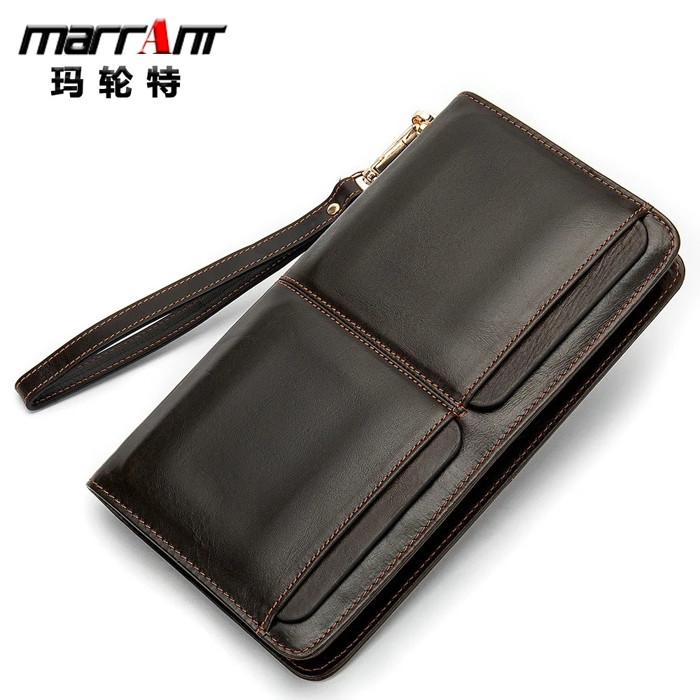 

Business Double Pocket Men's Wallet Long Wallet Multiple Card Slots Genuine Leather Men's Clutch Clutch